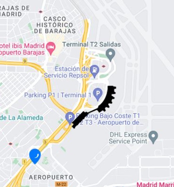 Mapa Stationnement aéroport de Madrid Barajas
